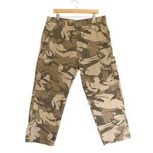 Wrangler Cargo Pants Mens 36x30 Green Camo Straight Utility Baggy Y2K Grunge